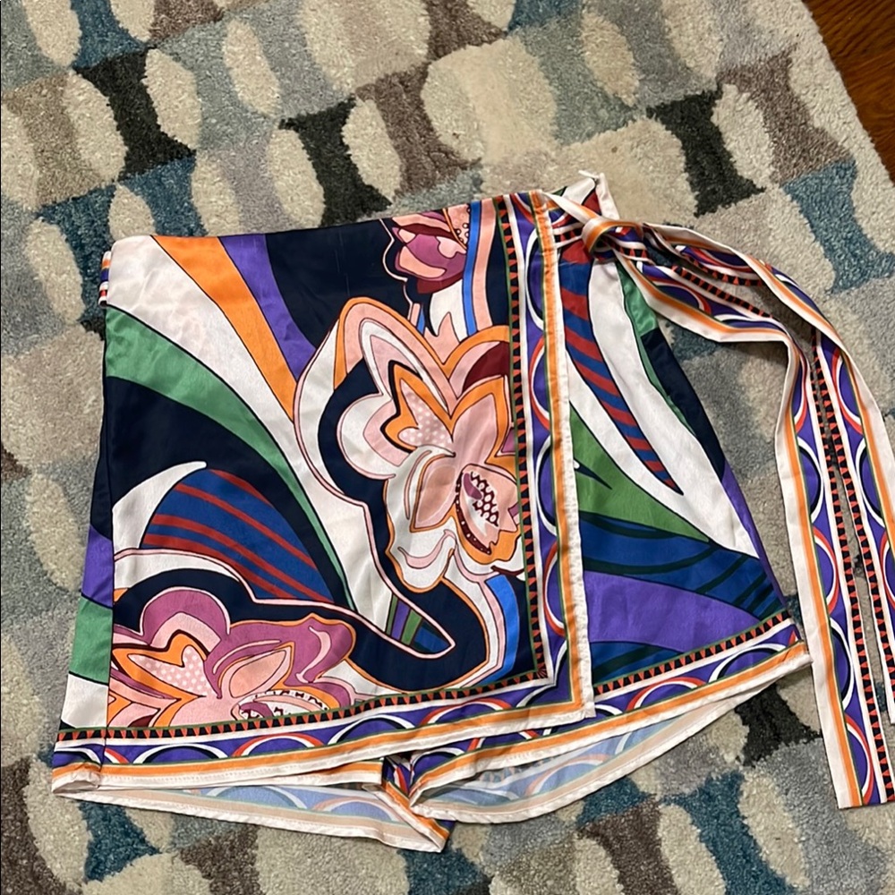 SOLD-Floral Patterned Wrap Skort